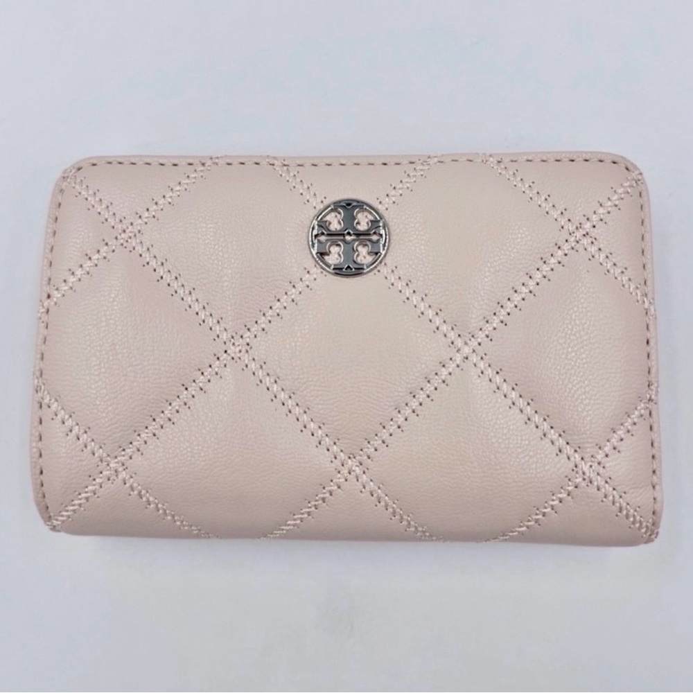 Tory Burch Quilted Willa Leather Wallet Soft Pink NWT